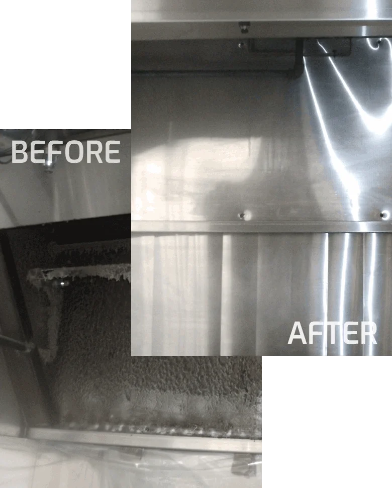 Professional restaurant hood cleaning before and after